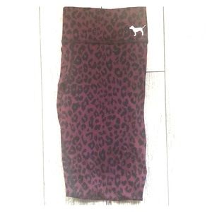 VS PINK burgundy leopard print leggings